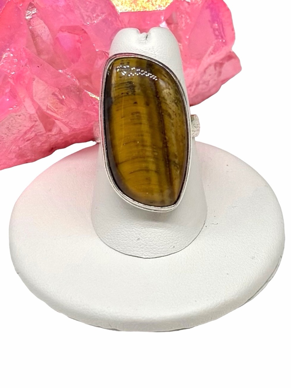 Tiger’s Eye Ring Size 7 925 Sterling Silver Overlay